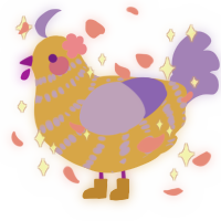 A honey and lilac chicken with a bar pattern