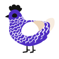 Menace, a indigo and cream chicken with a lace pattern