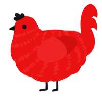 Fuji, a red chicken with a bar pattern