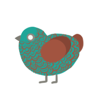 (unnamed), a turquoise and russet chicken with a double-lace pattern