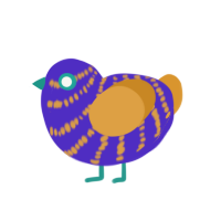 (unnamed), a indigo and orange chicken with a bar pattern