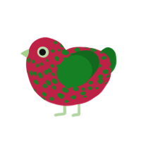 Strawberry, a crimson and leaf chicken with a speckle pattern