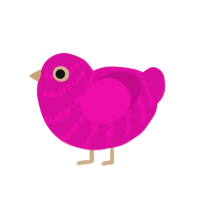 Corsage, a fuchsia chicken with a bar pattern