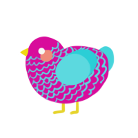 (unnamed), a fuchsia and aqua chicken with a lace pattern