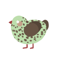 Mint Choco, a gluppy and bark chicken with a speckle pattern