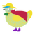 A gluppy and yellow chicken with a double-lace pattern