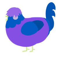 (unnamed), a blurple and ultramarine chicken with a head pattern