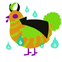Pumpkin, a gold and grass chicken with a bar pattern