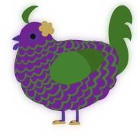 Zaba, a violet and leaf chicken with a lace pattern