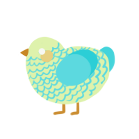 Sodapop, a apple and aqua chicken with a lace pattern