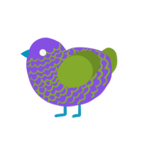 The Joker Baby, a blurple and chartreuse chicken with a lace pattern