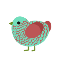 Weird Color, a mint and red chicken with a lace pattern