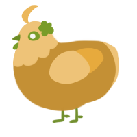 Wheatley, a gold and honey chicken with a head pattern
