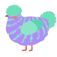 Peri, a lilac and mint chicken with a bar pattern