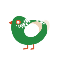 (unnamed), a viridian and cream chicken with a neck-speckle pattern