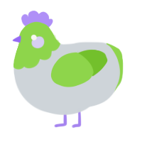 Infinity, a mist and grass chicken with a head pattern