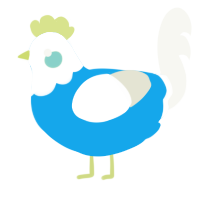 Seaspray, a sky and white chicken with a head pattern