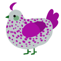 au gratin, a silver and plum chicken with a speckle pattern