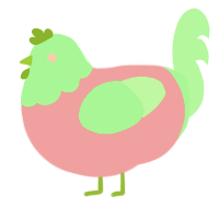 party hardy, a viridian and wine chicken with a head pattern