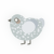 A silver and mist chicken with a speckle pattern