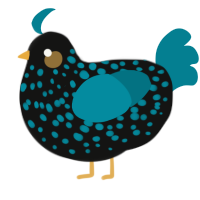 女王, a black and sea chicken with a speckle pattern