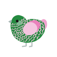 June, a viridian and pink chicken with a lace pattern