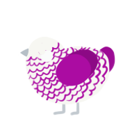 Nari, a white and plum chicken with a lace pattern