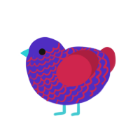(unnamed), a indigo and crimson chicken with a lace pattern