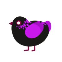 (unnamed), a sable and amethyst chicken with a neck-speckle pattern