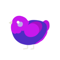 Purgling, a indigo and amethyst chicken with a head pattern