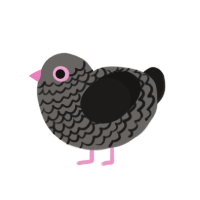 Iatrophobia, a grey and sable chicken with a lace pattern