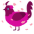 A fuchsia and wine chicken with a head pattern