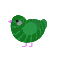 Melon, a leaf and viridian chicken with a bar pattern