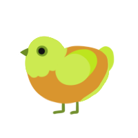 Temu Shrek, a orange and lime chicken with a head pattern