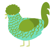 asparagus, a mint and chartreuse chicken with a lace pattern