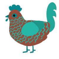 (unnamed), a russet and turquoise chicken with a lace pattern