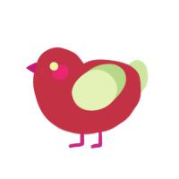 apple slice, a crimson and gluppy chicken