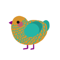 (unnamed), a orange and turquoise chicken with a lace pattern