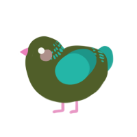 (unnamed), a olive and turquoise chicken with a neck-band pattern