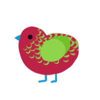 Hinge, a crimson and grass chicken with a half-lace pattern