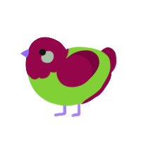 Watermelon Radish, a grass and maroon chicken with a head pattern