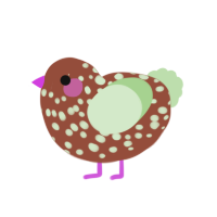 Pistachio Bark, a russet and gluppy chicken with a speckle pattern