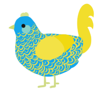 A sky and yellow chicken with a double-lace pattern