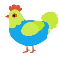 A sky and lime chicken with a head pattern