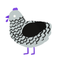 A silver and black chicken with a lace pattern