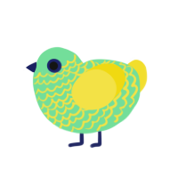 sprite, a spring and yellow chicken with a lace pattern