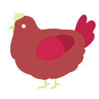 A red and crimson chicken