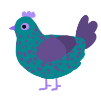 Fungal Spore, a teal and overcast chicken with a speckle pattern