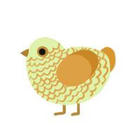 Cutie, a apple and orange chicken with a lace pattern