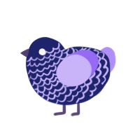 Keith, a navy and lilac chicken with a lace pattern
